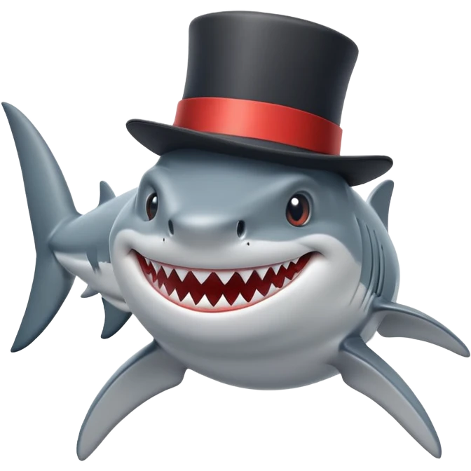Shark with a top hat emoji