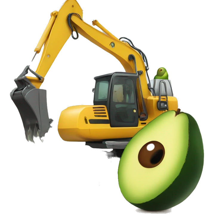 excavator with eyes and an Avocado emoji