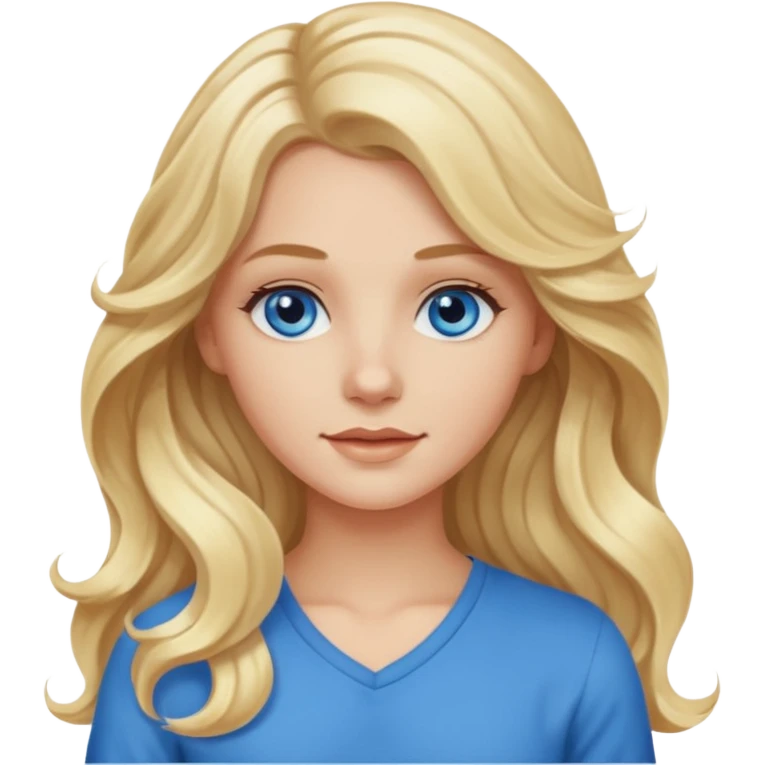 White girl with long wavy hair emoji