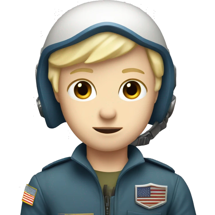 white kid with short blonde hair and blue eyes fighter pilot helmet emoji