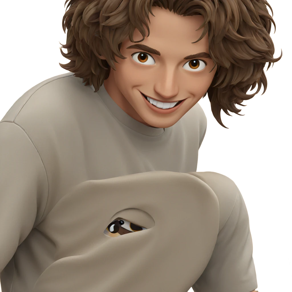 smiling boy with brown hair emoji