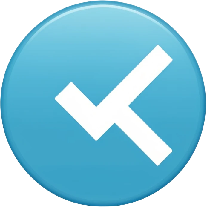A small solid cyan-blue circle with a centered bright white check mark, clean and minimal, symbolizing trust and distinction emoji