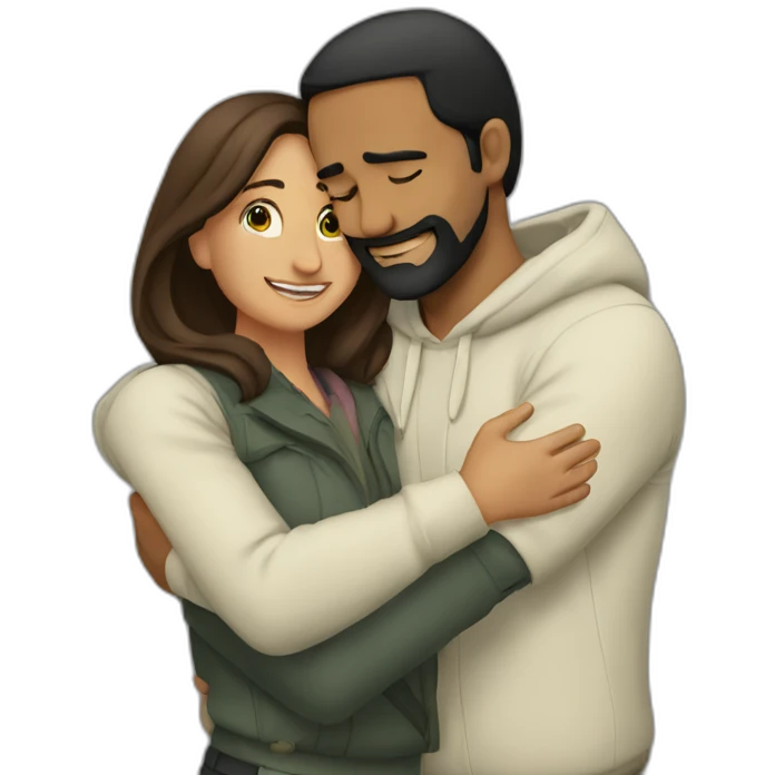 Hussein and Maria hugs emoji