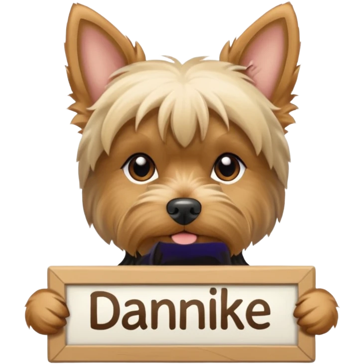 now make a yorkshire holding a sign danke emoji