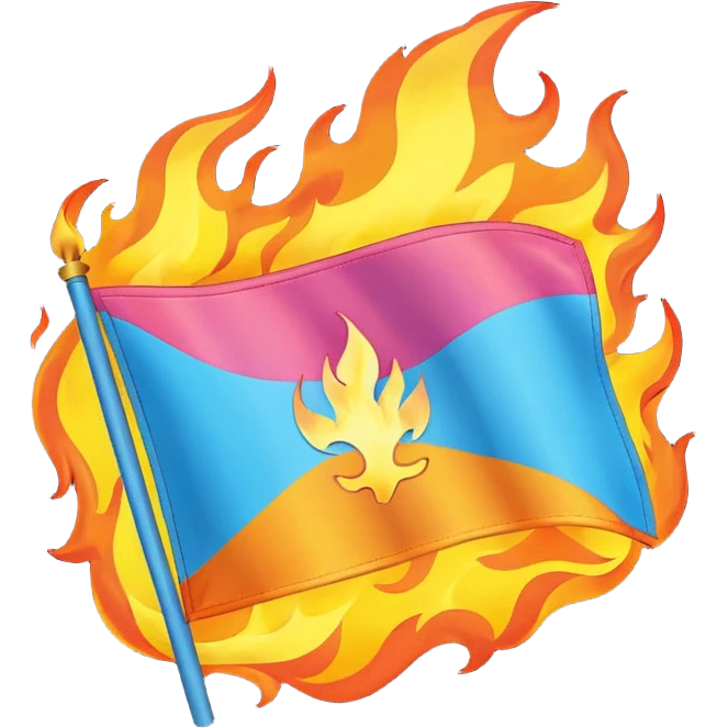 A burning trans flag emoji