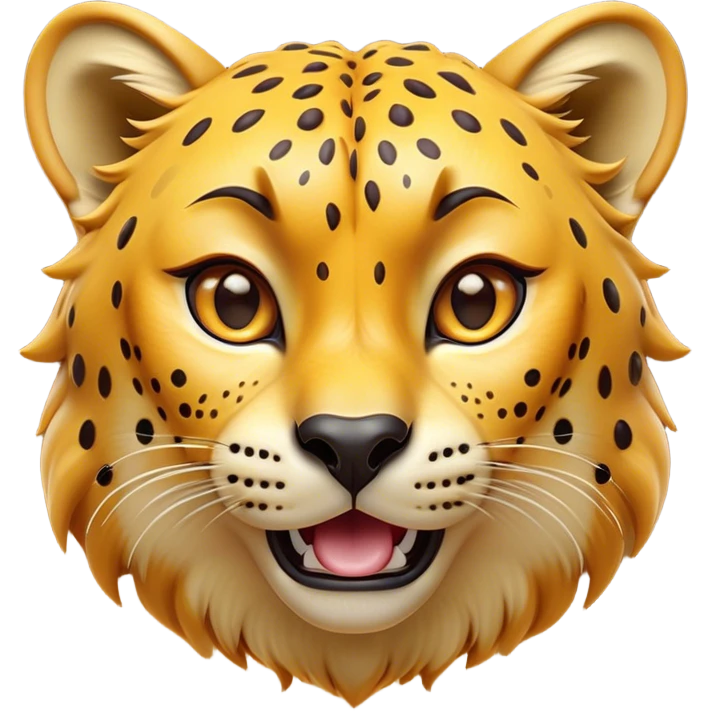 Cinematic Comical Cheetah Portrait Emoji, Head tilted dramatically with an exaggeratedly amused expression, featuring a striking, glossy golden Fur with bold spots, wide, expressive amber eyes filled with playful disbelief, Simplified yet hilariously expressive features, highly detailed, glowing with a slightly sassy glow, high shine, dramatic yet playful, stylized with an air of cheeky mischief, bright and endearing, soft glowing outline, capturing the essence of a spirited and over-the-top cheetah, so meme-worthy it feels like it could dash its way into internet fame instantly! emoji
