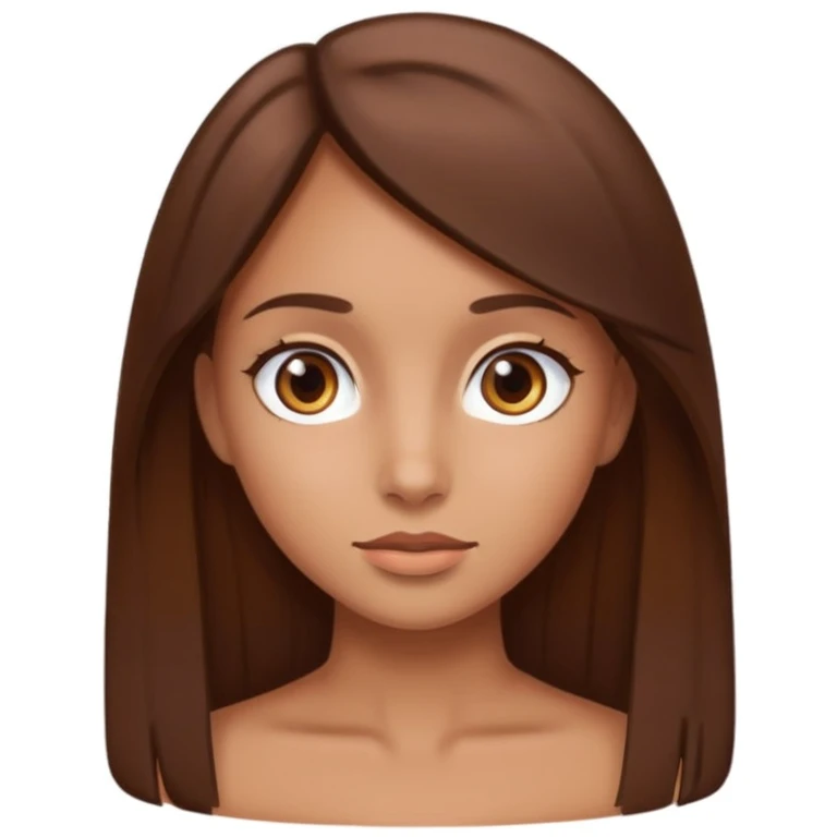 A tan girl with brown eyes and 3B Brown hair  emoji