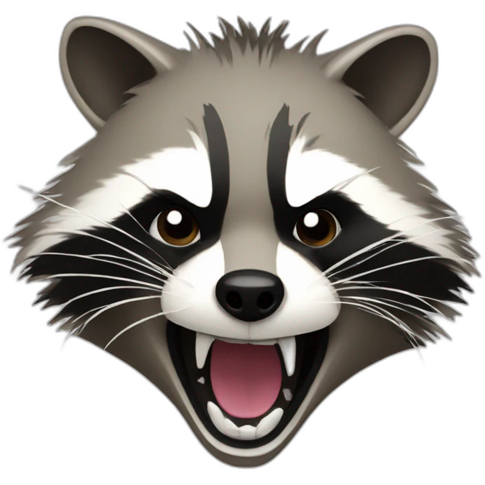 Screaming punk style raccoon emoji