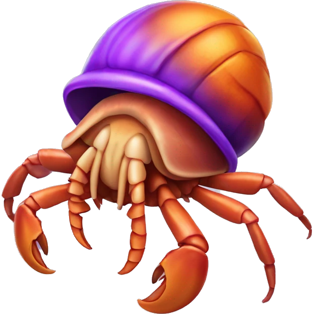 Purple orange smiling hermit crab cartoon  emoji