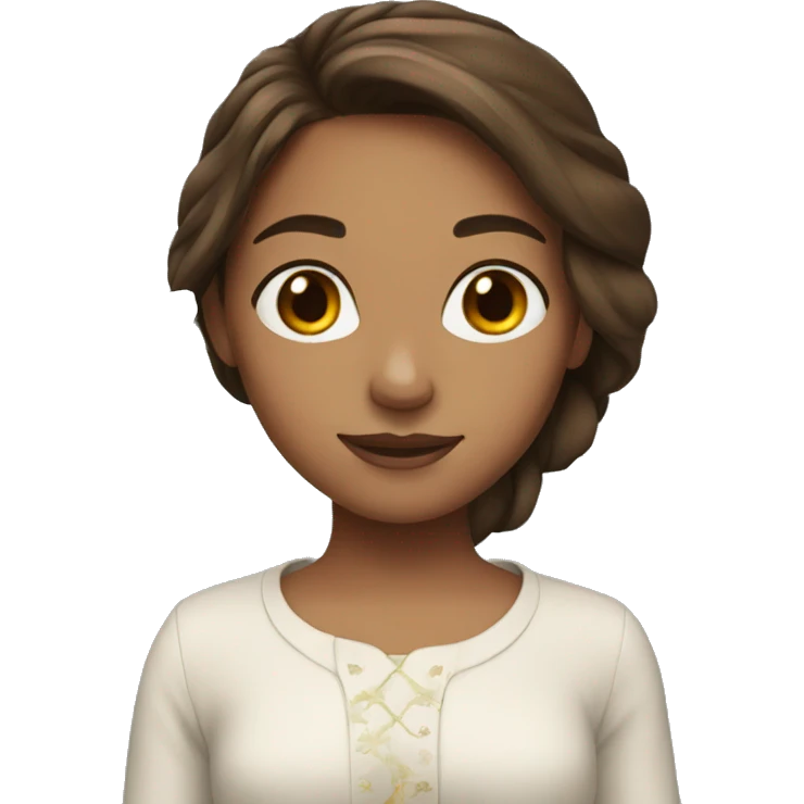 Girl with brown hair with jasmine rose emoji