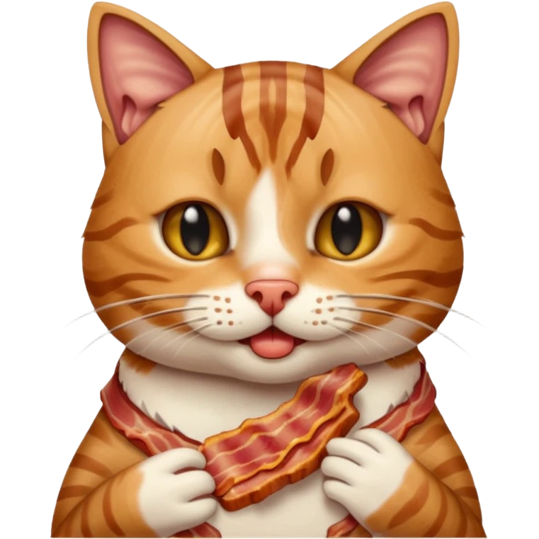 Cat eating BACON emoji