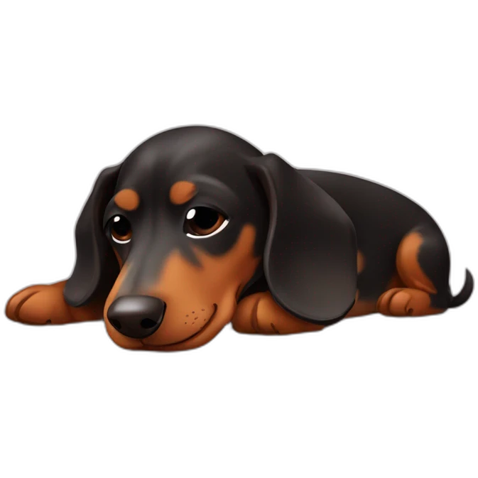 Black and brown dachshund dog sleeping emoji