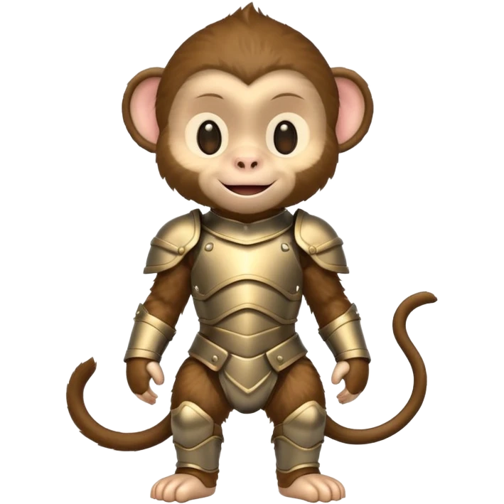 baby monkey in armor, full body, smile emoji