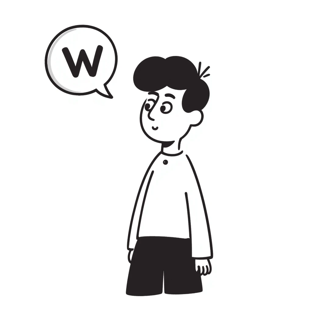 Hispanic teenager with black buzzcut hair, no facial hair, clear expressive style, speech bubble saying 'W' emoji