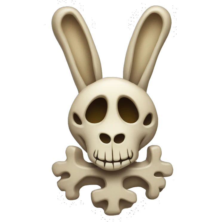 A full-length rabbit skeleton with crosses over its eyes emoji