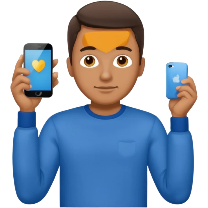 man in shirt with a blue jumper on top and blue jeans emoji