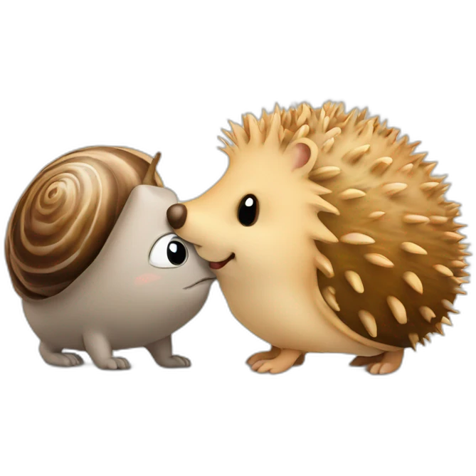 hedgehog and snail kissing emoji
