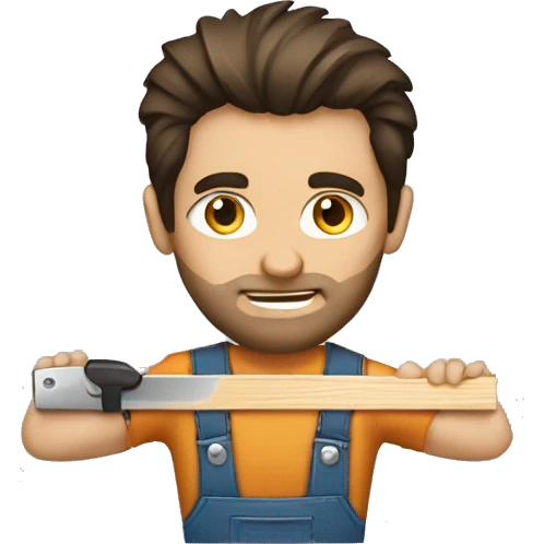 Woodworker with miter saw caucasian dark hair emoji