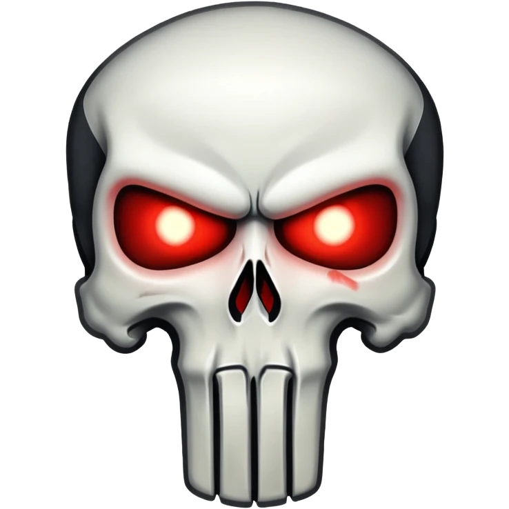 Punisher skull with glowing red eyes emoji
