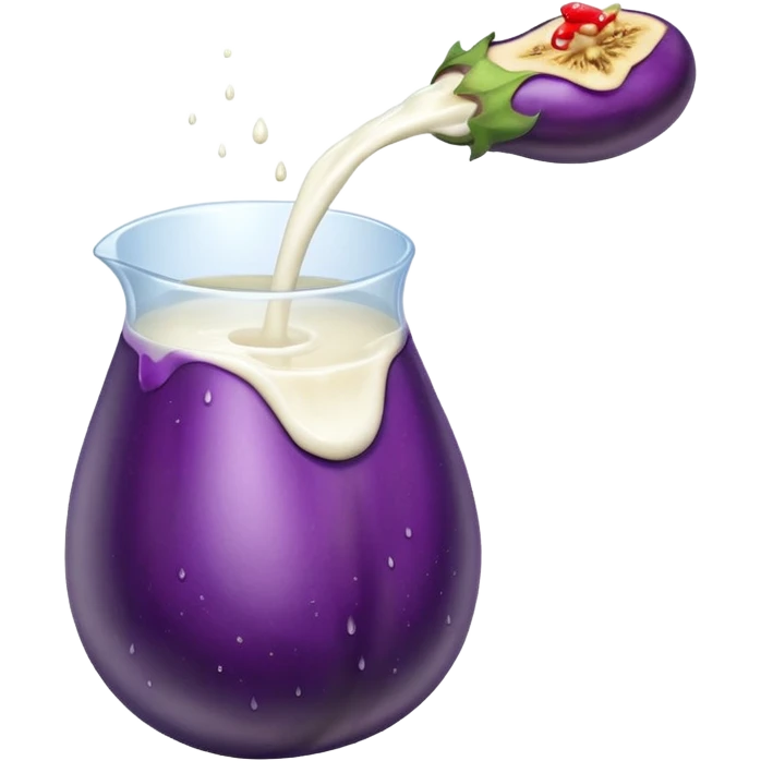 Milk pouring out of an eggplant  emoji