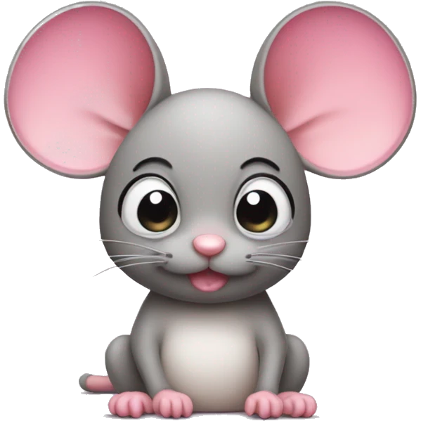 Mouse with pink bow in hair and Eyes full of pity emoji