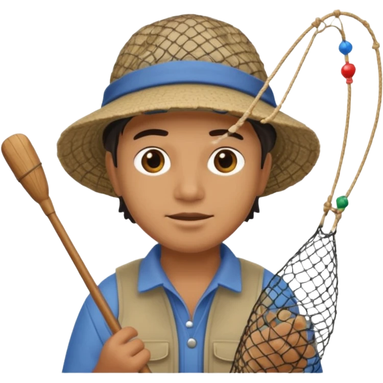 a fisherman is casting the fishing net emoji