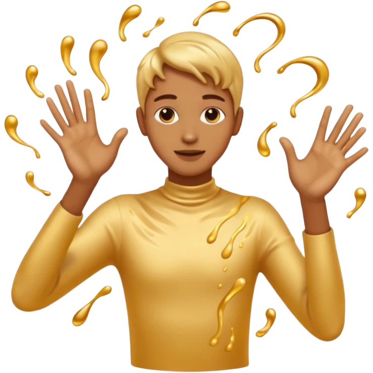 Golden liquid around the dancing hands emoji
