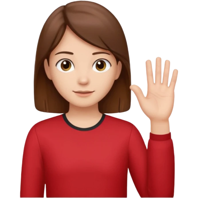 Mach mir einen Tyoen mit braunen haaren der mit seiner linken hand zur seite zeigt emoji