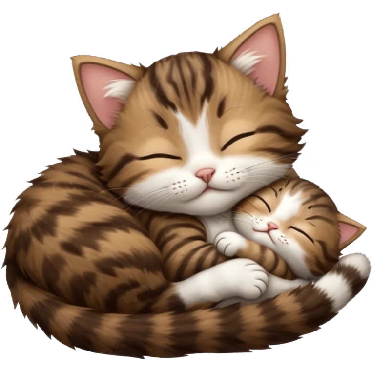 dark brown tabby and white kitten sleeping upside down on its back emoji