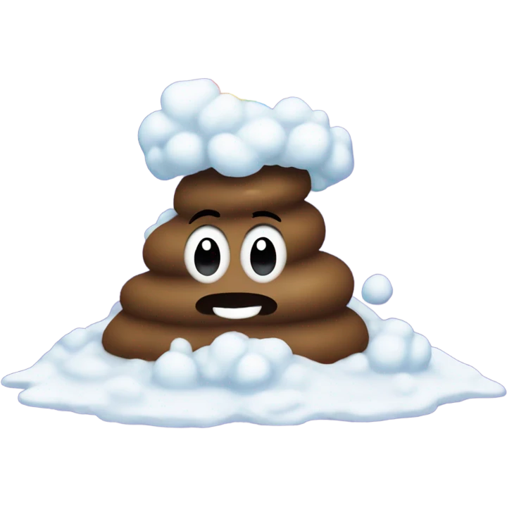 Poop falling down a rainbow into a pile of snow emoji