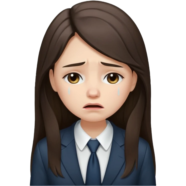 sad brunette girl long hair in buisiness outfit crying emoji emoji