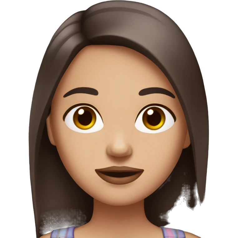 Girl with long dark brown hair and brown eyes pink lips emoji