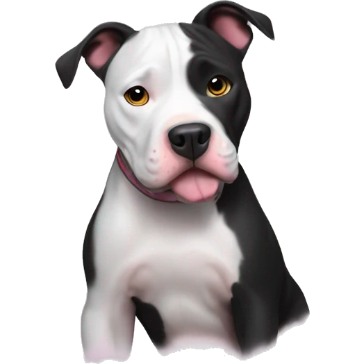 Black and white pitbull with hearts emoji