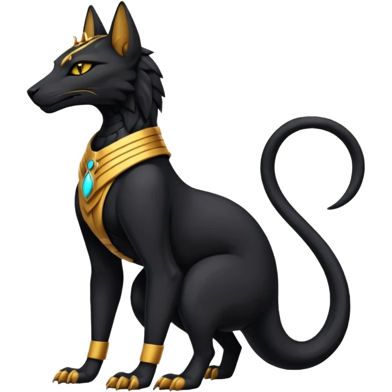 Black Dark Furry Fluffy Modern Futuristic Cyber-Salandit-Bastet-Anubis-fusion full body emoji