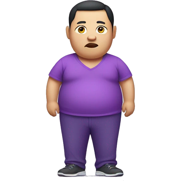 severely overweight chinese man wearing purple pants and a purple shirt emoji