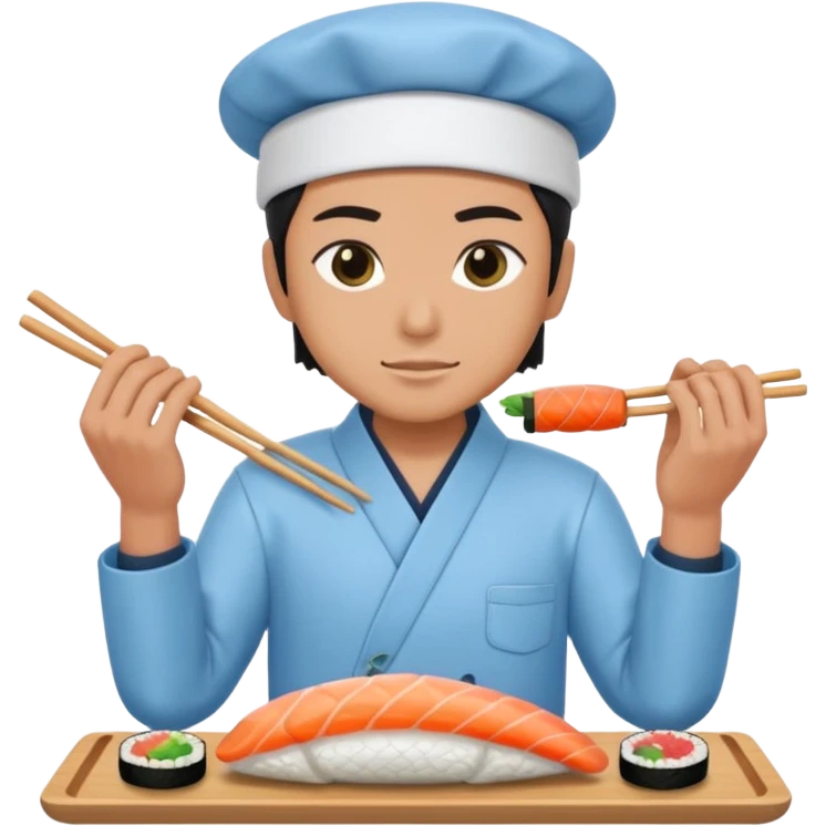 Sushi master making sushi, In a light blue (#a8d6f3) clothes emoji