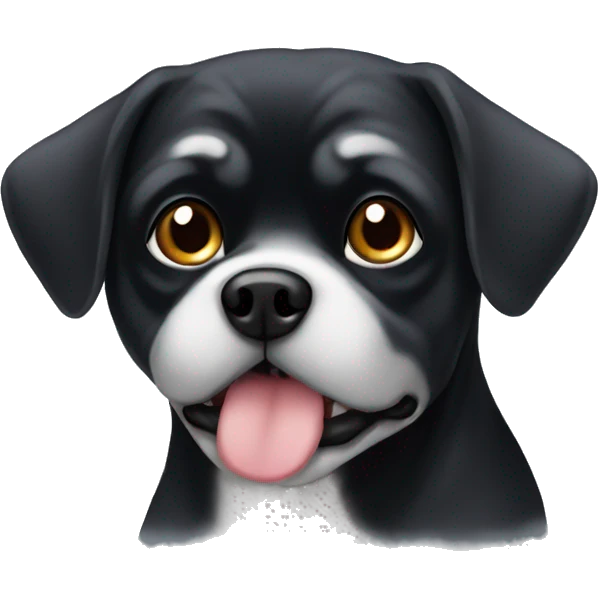 old black puggle with white hair emoji