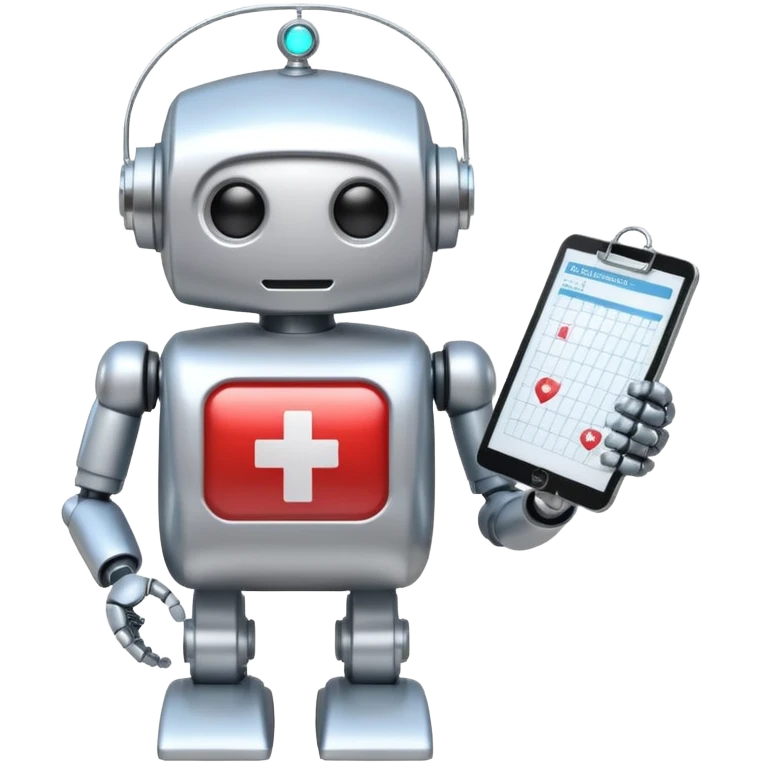 robot doctor with a medical chart, AI medical predictor emoji