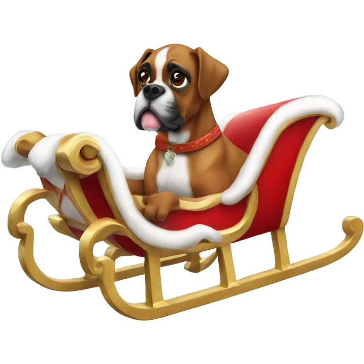 boxer dog on santa sleigh emoji
