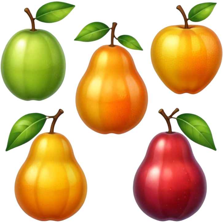 transparent fruit, shiny and translucent glass style emoji