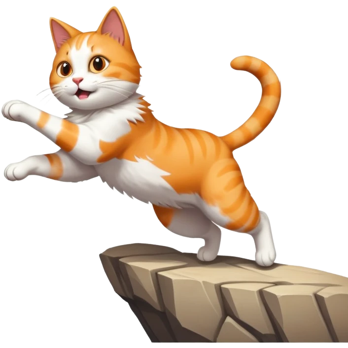 Cat jumping off a cliff emoji