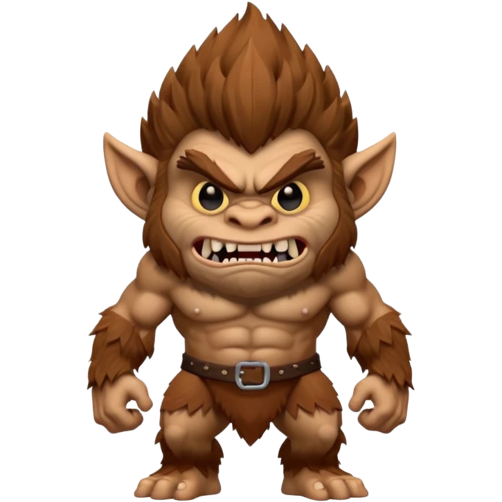 3d style hairy brown troll emoji