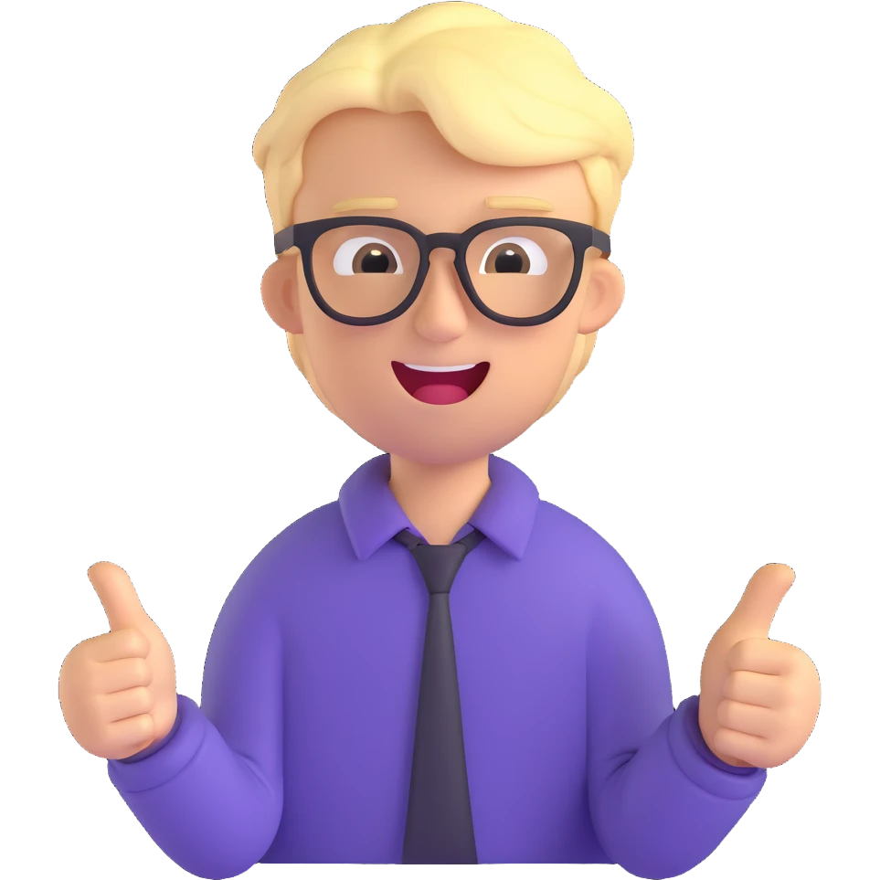 blond guy with black glasses, obsessed with money, energetic expression emoji