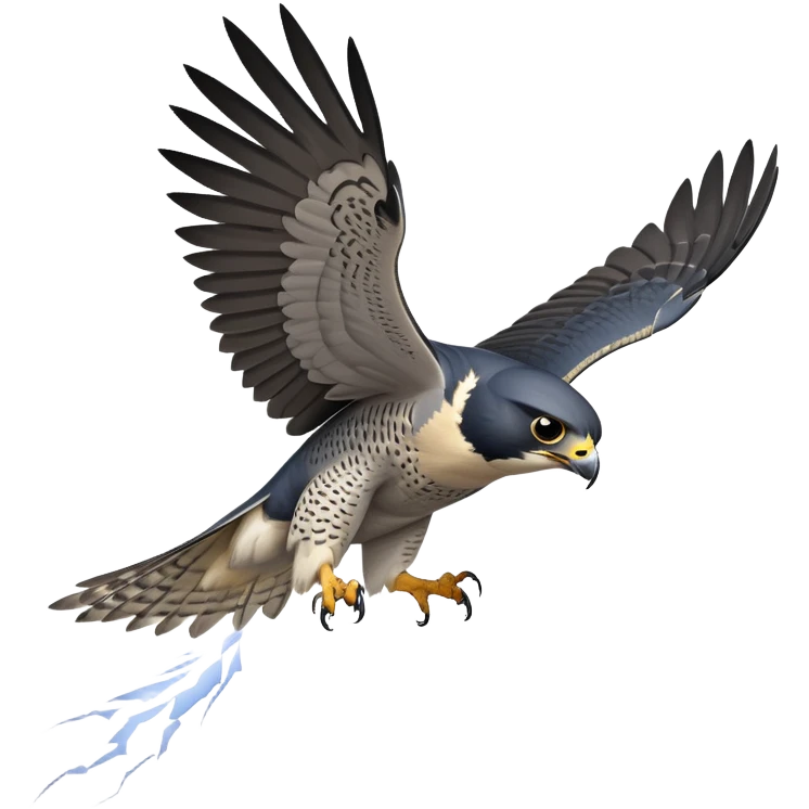 cinematic-peragrin falcon-realistic-full-body-diving-emoji,-sleek-aerodynamic-frame-plummeting-through-the-air-with-lightning-speed,-razor-sharp-talons-poised-for-the-strike,-feathered-wings-angled-for-maximum-precision,-keen-dark-eyes-locked-onto-its prey emoji