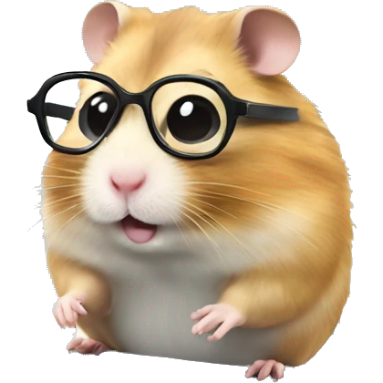 hamster with glasses is coding with laptop on the desk emoji