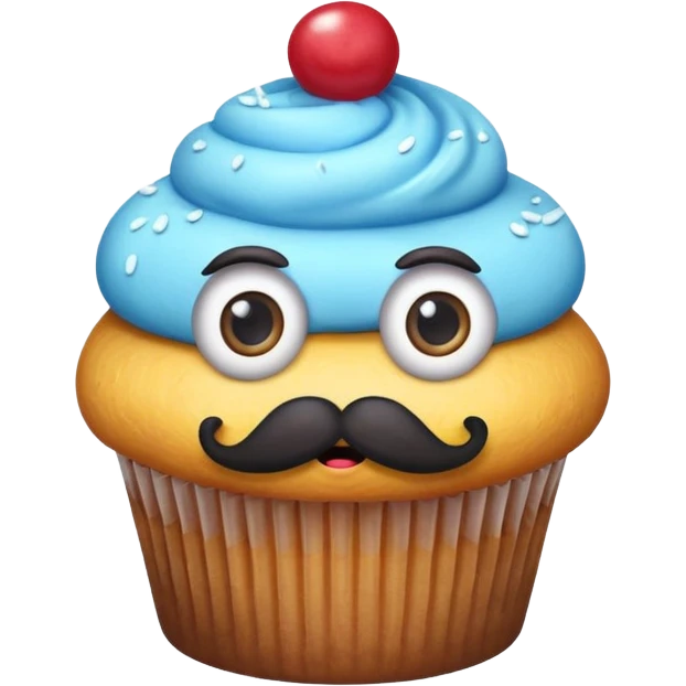 mustached cupcake big eyes emoji