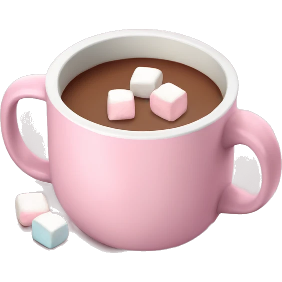 Light Pink mug of hot chocolate with marshmallows  emoji