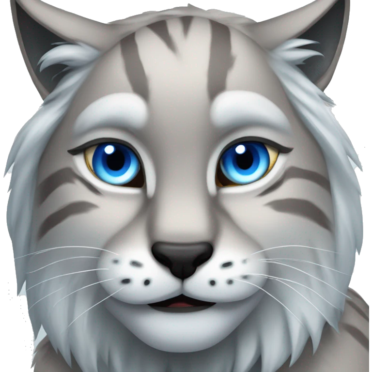 Grey lynx blue eyes growling fangs emoji