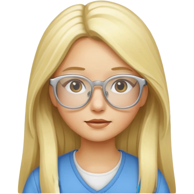 blonde girl with long hair and white glasses emoji