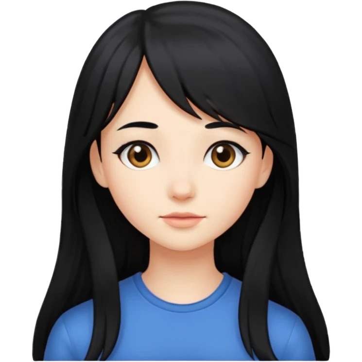 Girl with long black hair and side bangs emoji